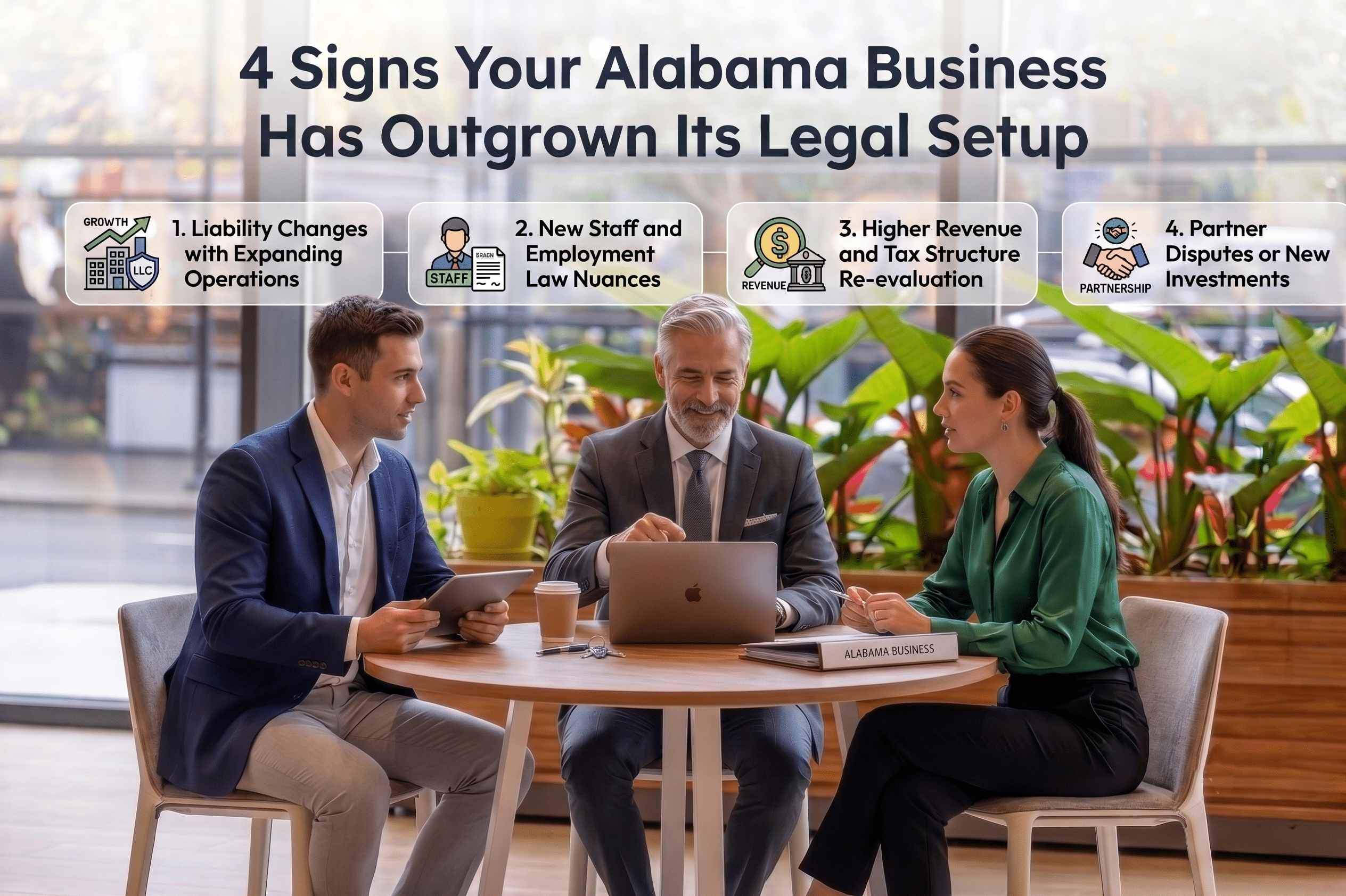 A Gulf Coast business owner reviewing paperwork in a growing office space, natural light, focused and calm, no staged corporate photography.