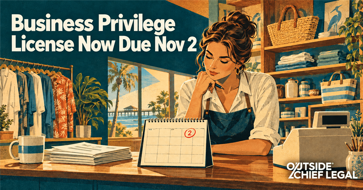 A Mobile business owner checking a calendar for the state/county business privilege license renewal deadline.